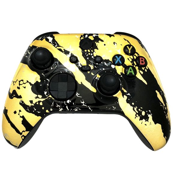 Custom Xbox Series X / S Wireless Controller - Glossy Chrome Gold Black Splatter - Picture 1 of 8